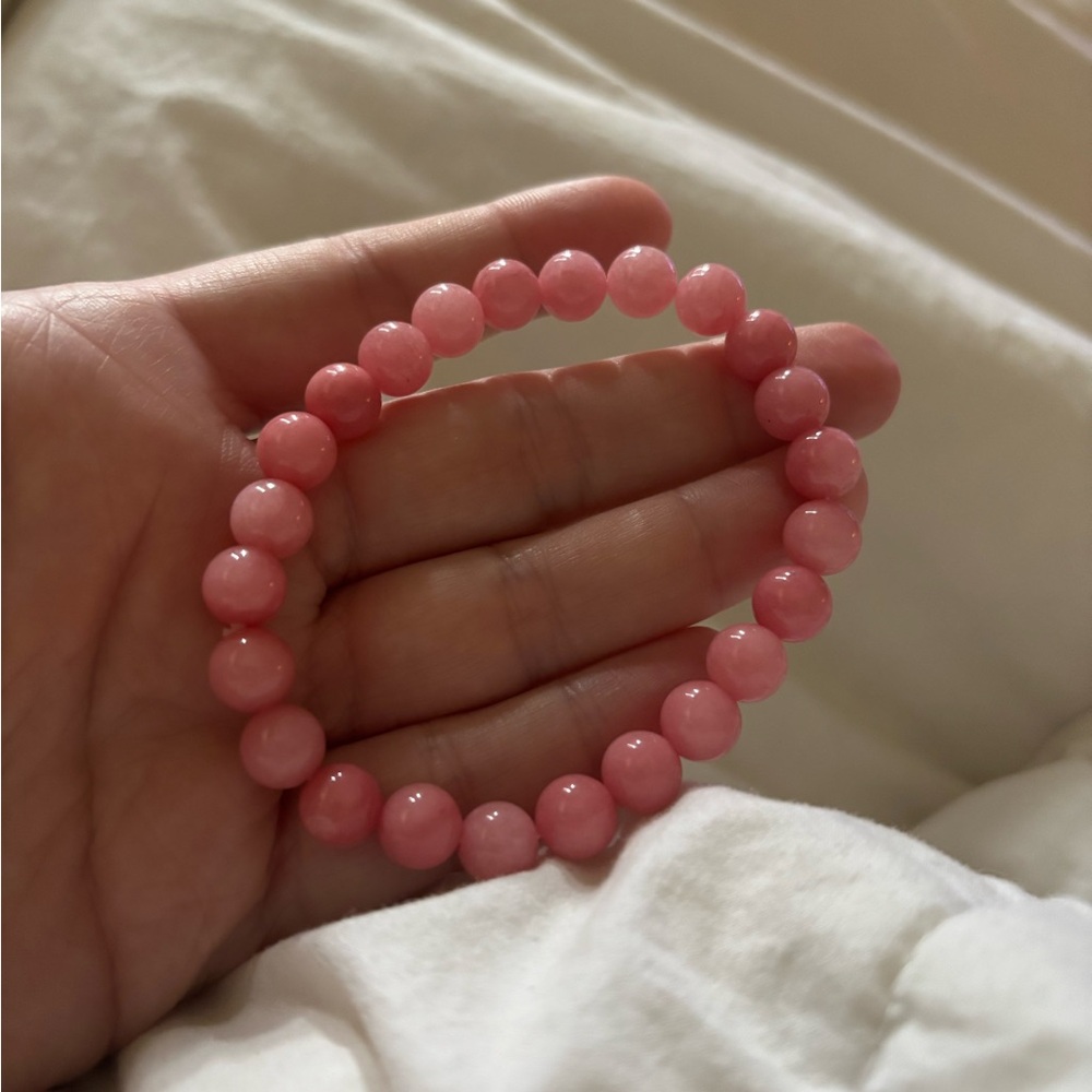 NEW ROSE QUARTZ BEADED STRETCHY BRACELET FOR SIZE 6-8 INCH WRISTS